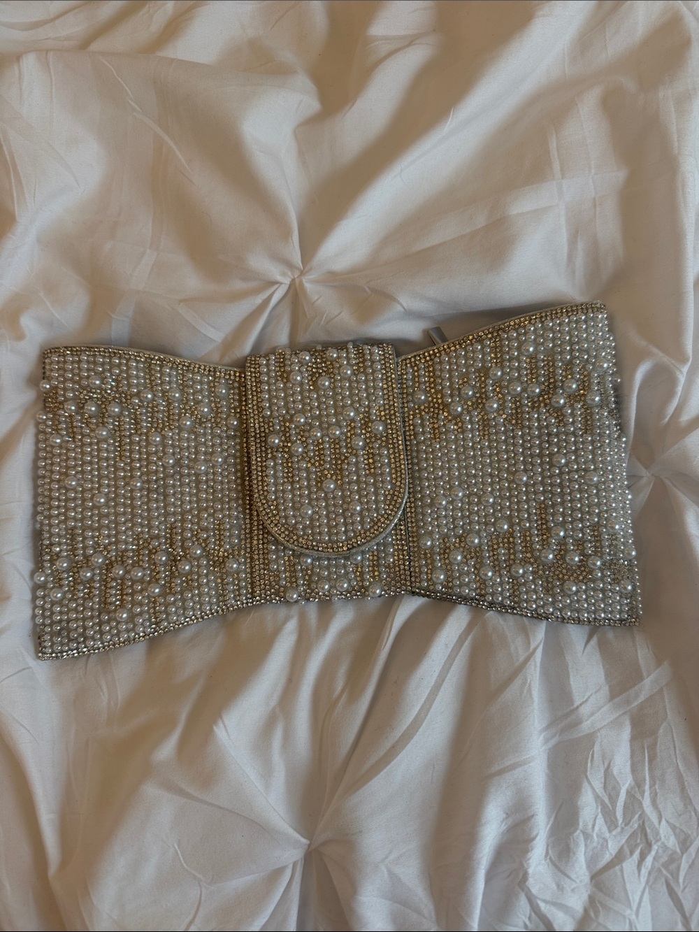 Pearl & Bead Embellished Clutch Bag